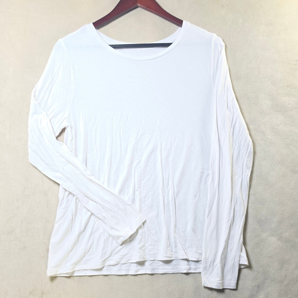 Worthington Womens White Long Sleeve Crew Neck Jersey Top Size M
